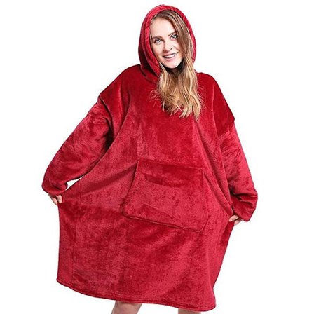Blanket Ultra Soft Hoodie With Big Pocket Flannel Warm Cosy Comfy Oversized Wearable Hooded Unisex -a