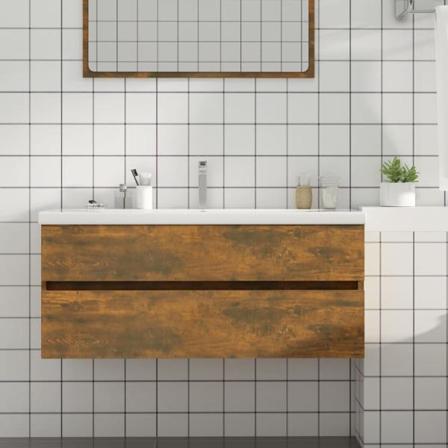 Vidaxl Handfatsskåp Rökfärgad Ek 100x38,5x45 Cm Konstruerat Trä Brun
