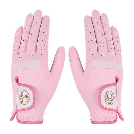 1 pari naisten hengittäviä mikrokuitukankaisia golf-hansikkaita, liukumattomat joustavat hanskat, vasen ja oikea käsi, urheiluhanskat, pinkki