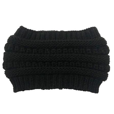 Naisten pehmeä joustava neulottu sotkuinen nuttura poninhäntä talvihattu beanie