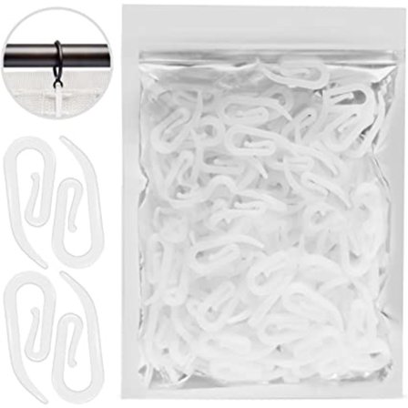 100-pack gardinkrokar i plast, vita, 120-pack – 2,8 cm x 1,2 cm