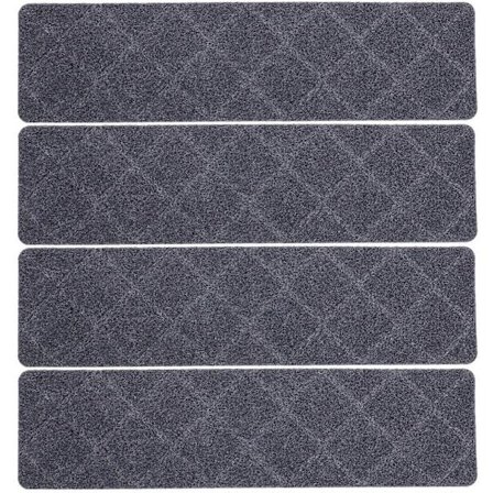 Halkfria Trappstegsmattor Skyddsmattor Halkskydd Skyddar Golvet Minskar Ljud Mörkgrå 76.00X20.30X1.30Cm 4st[D]