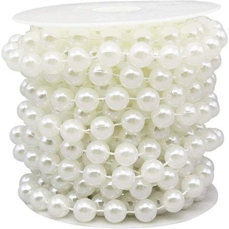 10mm Falske Perler Girlander Perlestreng Rull For Bryllup Fest Dekor (hvit, 6m)