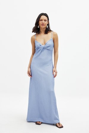 NA-KD Robe longue torsadée - Robe jersey - Bleu - L (EU 42-44)