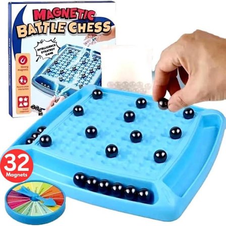 Magnetisk sjakkspill med 32 kuler - magnetspill for 2-4 spillere - spill for barn - brettspill for barn - spill for voksne - familiespill