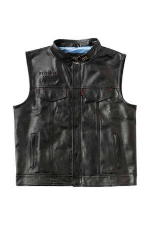 West Coast Choppers Collab 131/2 Leather CFL Riding Vest Black XL