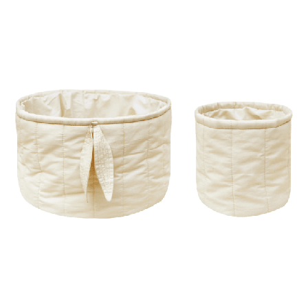 LORENA CANALS Set Med Två Quiltade Korgar Bambu Förvaring Unisex Vit