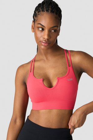 ICANIWILL - Ribbed Define Seamless Strappy Bra Coral Red - Urheiluliivit - Naiset - Treenivaatteet ICIW:ltä
