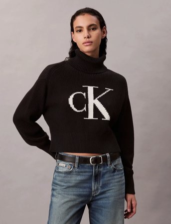 Calvin Klein Jeans Blown Up Ck Loose Sweater Contra - Black - L