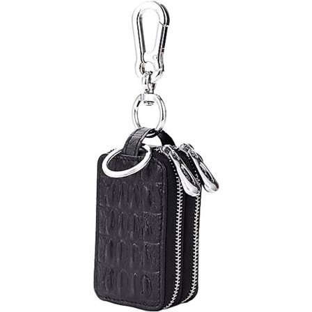 Läder Nyckelhållare Myntplånbok Zippade Nyckel Förvaringspåse Väska med Dubbel