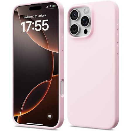 iPhone 16 Pro Skal Flytande Silikon, Stötsäkert Skal Kompatibelt med iPhone 16 Pro Skal Mjukt, Fullt Skydd Skal (Rosa)