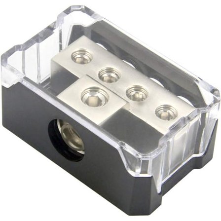 4-vägs strömfördelningsblock, 0/2/4 AWG-mätare in, 4/8/10 AWG-mätare ut, bilstereo-förstärkarfördelning (1 in 4 ut)