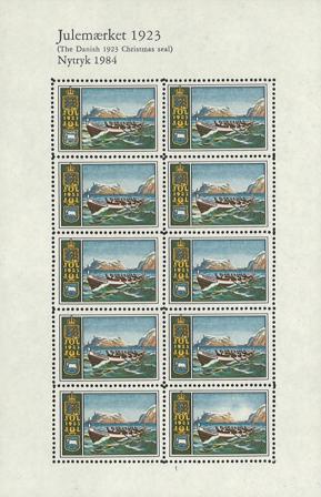 Danmark 1984 - Julemærkeark 1923 - Nytryk - Postfrisk