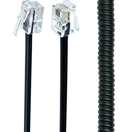 Spiralkabel til telefon 2m - Svart