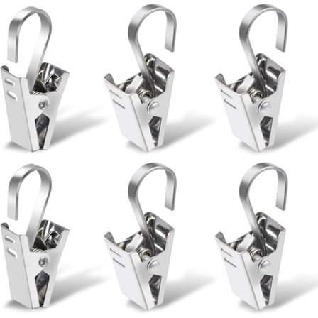 Gardinklämmor med klämma, 100 st rostfria gardinkrokar klämmor ringar för hemfönsterdekoration foton hantverk, silver