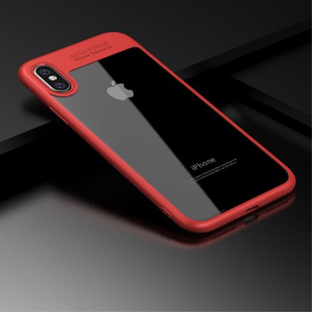 IPAKY TPU Frame + Clear Acrylic Combo Back Cell Phone Cover iPhone X - Red