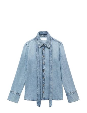 Mango | Denim Shirt With Bow | XS