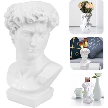 Blomsterarrangement Planter Buste Pot Planter Statue David Planter Håndlavet Skulptur Hoved Resin Planter Pen Holder Opbevaring til Hjem Have 
