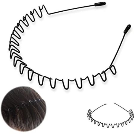 1 stk. Unisex svart vårbølge metallbøyle hardt hårbånd Ha