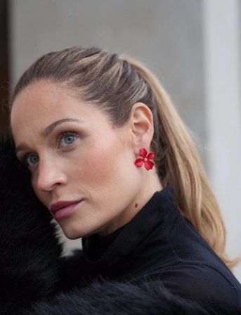 By Jolima Lilly Earring - Red - ONE SIZE 3 cm