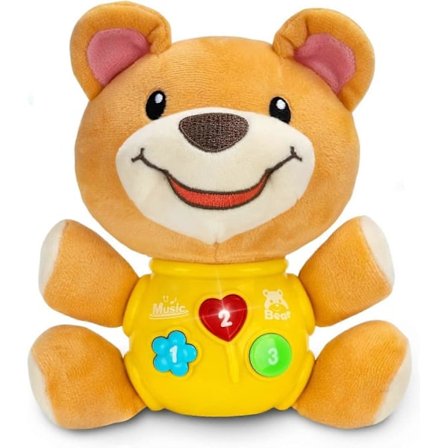 UBIUO Baby Musikkleke for Småbarn 1-3 Læringsleke med Lys & Musikk Søt Bjørn Plysj Babyleke