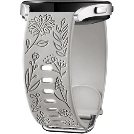 Solrosgraverat silikonarmband för Samsung Galaxy Watch 7/6/5/4, 40-44mm, Kvinnor, Grå