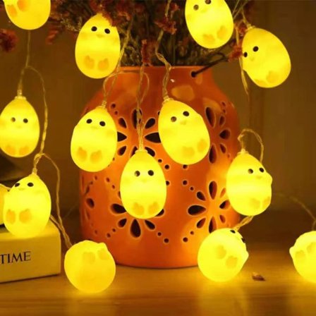 PÅSKLYS - 10 LED påskelys lenke kylling påske LED