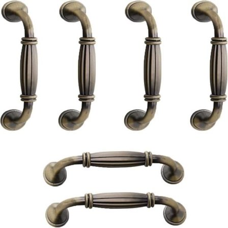 6 stk. vintage skabshåndtag, elegante skuffehåndtag, træk håndtag til møbeldøre, antikke håndtag til køkkenskabe, 96 mm hulafstand, grøn bronze