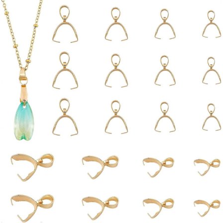 40 st Pinch Bails 304 Rostfritt Stål Hänge Kedja Koppling 4 Storlekar Gyllene Pinch Bails Spänne Hängande Charm Koppling Fynd db