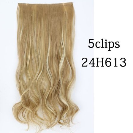 Syntetisk 22 32 tommer 5 klips hårforlængelse Varmebestandigt falske hårstykker Lange bølgede frisurer Clip In Hair Extensions