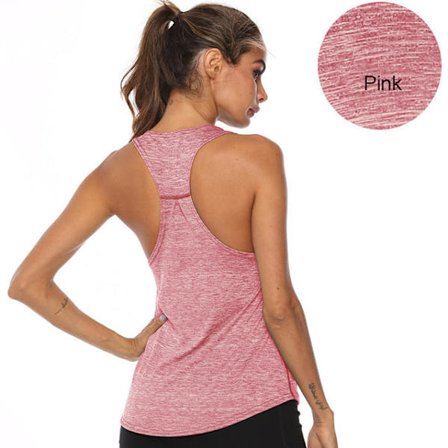 Yoga Tröjor Dam Sport Linne Atletisk Fitness Sport Tanktopp Rosa