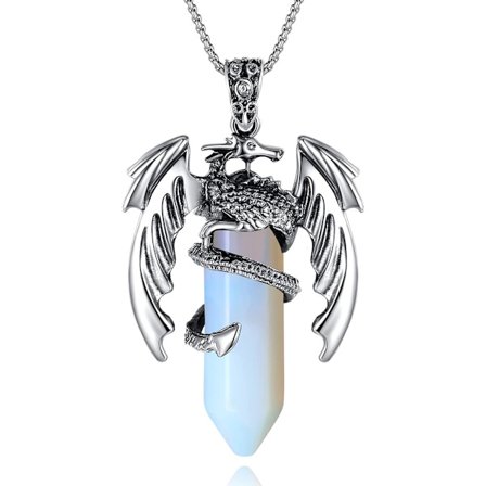 Dragehalskjede for menn, herre halskjede guttehalskjede, naturlig krystallanheng halskjede herre smykker, dragegaver til pappa på farsdagen Syntetisk 