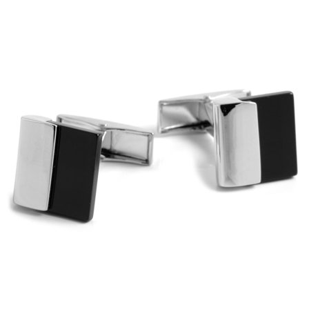 Czarno-srebrne męskie spinki do mankietów dla mężczyzn