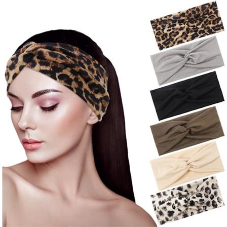 6 stk. Hovedbånd til kvinder, bredt blødt damehovedbånd Boho, print leopard bandanaer Fashion knyttet hovedbånd til voksne kvinder Hårtilbehør