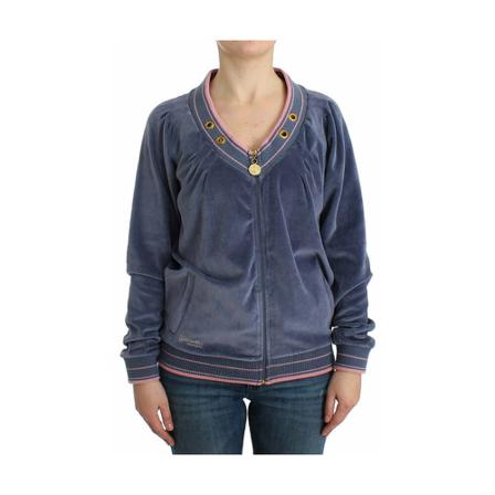 Roberto Cavalli Velvet zipup sweater Blå, Dame