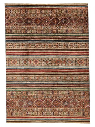 Shabargan Rug Hand Knotted 209X294 Brown/Black Afghanistan