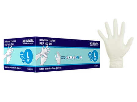 Klinion Hanske latex kort, Large, 100 stk.