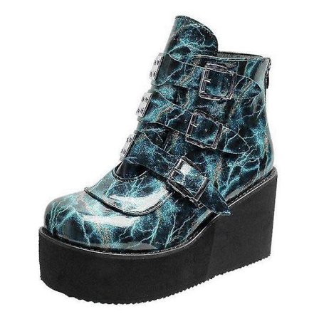 Winter Gothic Punk Women Platform Boots - Mörkgrön
