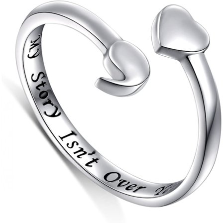 S925 Sterling Silver My Story Isn't Over Yet Justerbar Hjärta Semikolon Ring