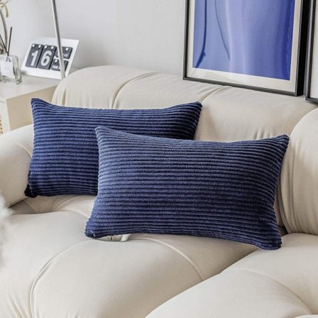 IC Rektangulärt överdrag 12x20 för soffa Set med 2 solida manchester Marinblå kuddar för kontor i soffa sovrum, 12x20 tum, Marinblå