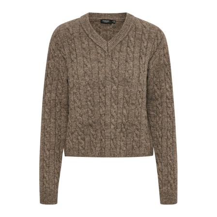 Soaked in Luxury Soaked In Luxury Slanjelita Pullover Ls Strik 30406450 Vetiver Melange Brun, Dame, Størrelse: 2XL