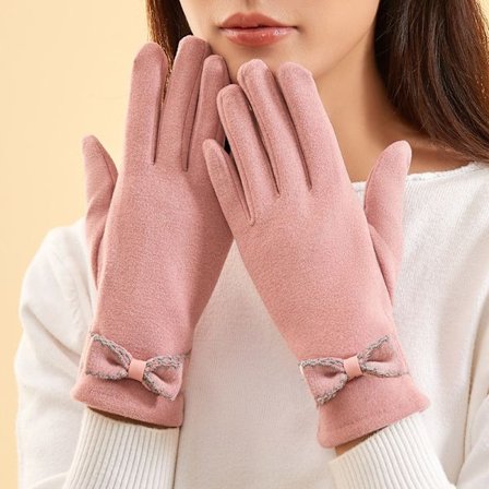 Söta höst- och vinterhandskar för kvinnor, varma och mjuka elastiska kör- och cykelhandskar, vindtäta och köldtåliga pekskärmshandskar, tunn design 