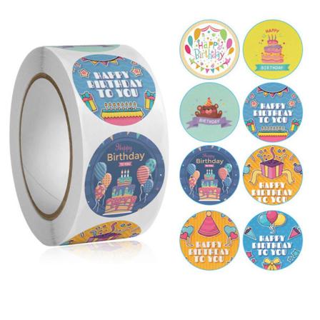 500st Stickers Klistermärken - Happy Birthday Motiv - Cartoon Multifärg