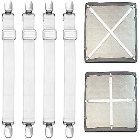 4 stk Senglaken Klips, 55 cm-250 cm Justerbare Senglaken Stropper, Oppgraderte Elastiske Lakenfester For Sengetøy, Tilpassede Senglaken Griper For Å 