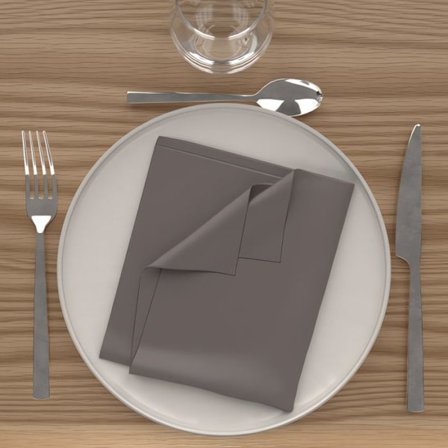 Lot om 3 servetter 40x40 cm ALIX moka, av Soleil d'Ocre