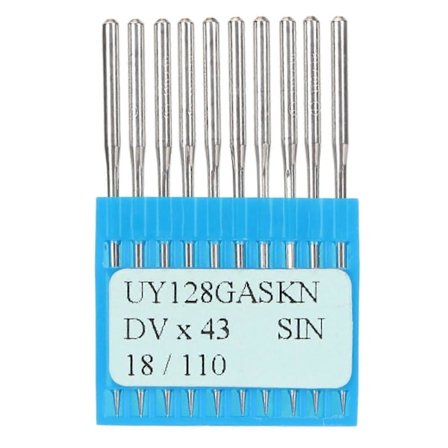 10 stk. symaskinnåler 110/18 polert, trenger lett gjennom, skarpe stålnåler for flat søm