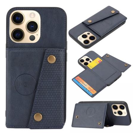 TG iPhone 14 Pro Max - Smart Skal med Kortholder Mørkblå