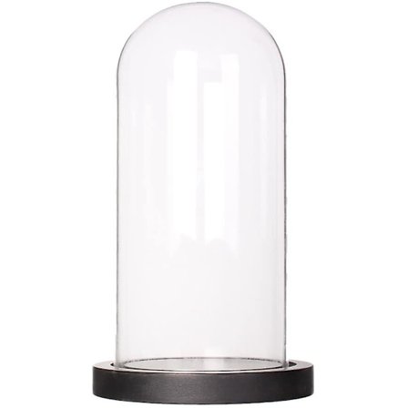 Glaskupa Display Dome Cloche Bordsskiva Displayfodral (svart träbas, Dia3.5 X H7.4)
