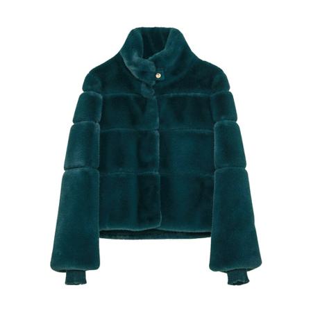 Patrizia Pepe Faux Fur & Shearling Jakke Grøn, Dame