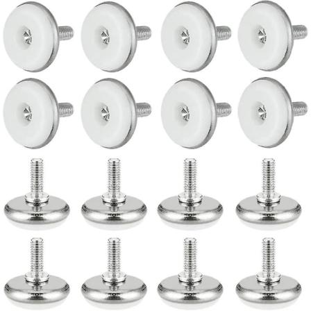 30 stk justerbare jack føtter plast og metall nivelleringsføtter med mutter M6*15*30mm, hvit